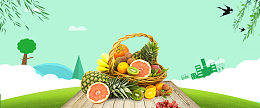 水果卡通蓝色banner