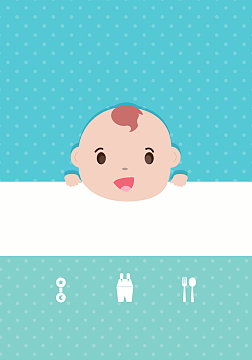 婴儿头像双色浅蓝绿海报背景素材