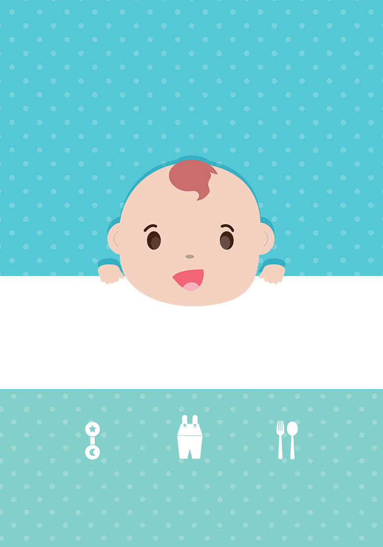 婴儿头像双色浅蓝绿海报背景素材