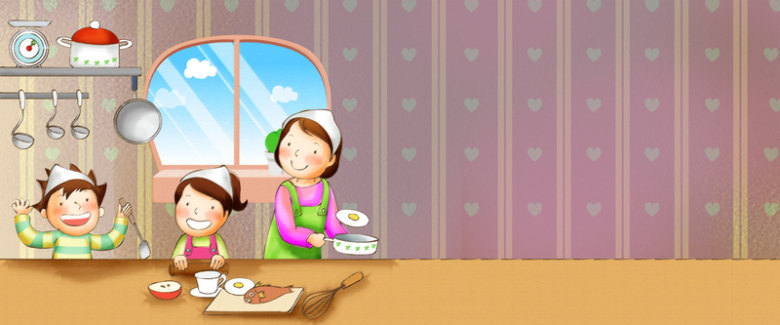 母亲节母亲做饭场景卡通纹路紫banner