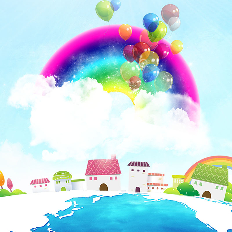 淘宝儿童卡通彩虹气球玩具产品活动促销主图