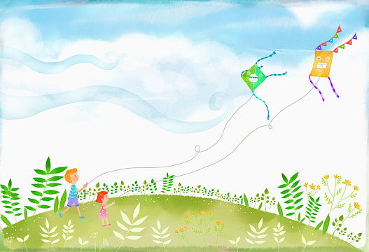 清新户外放风筝风景平面广告