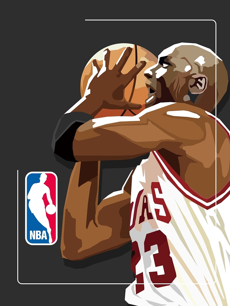 创意手绘插画NBA海报背景模板