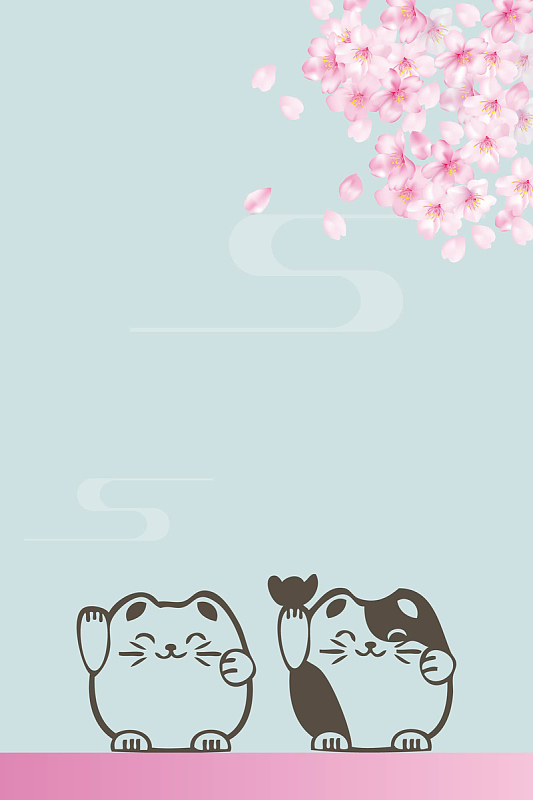 矢量卡通手绘招财猫背景