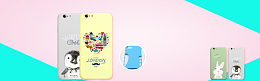 软萌手机壳促销几何拼接粉色banner