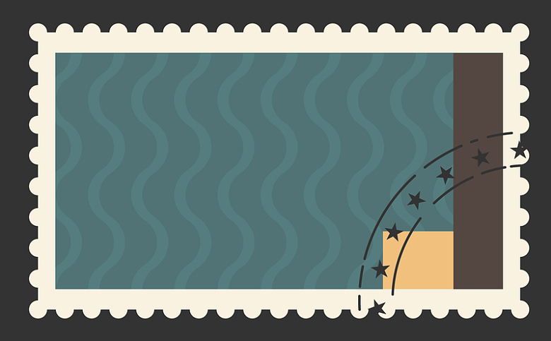创意波纹复古邮票卡片空白文本背景