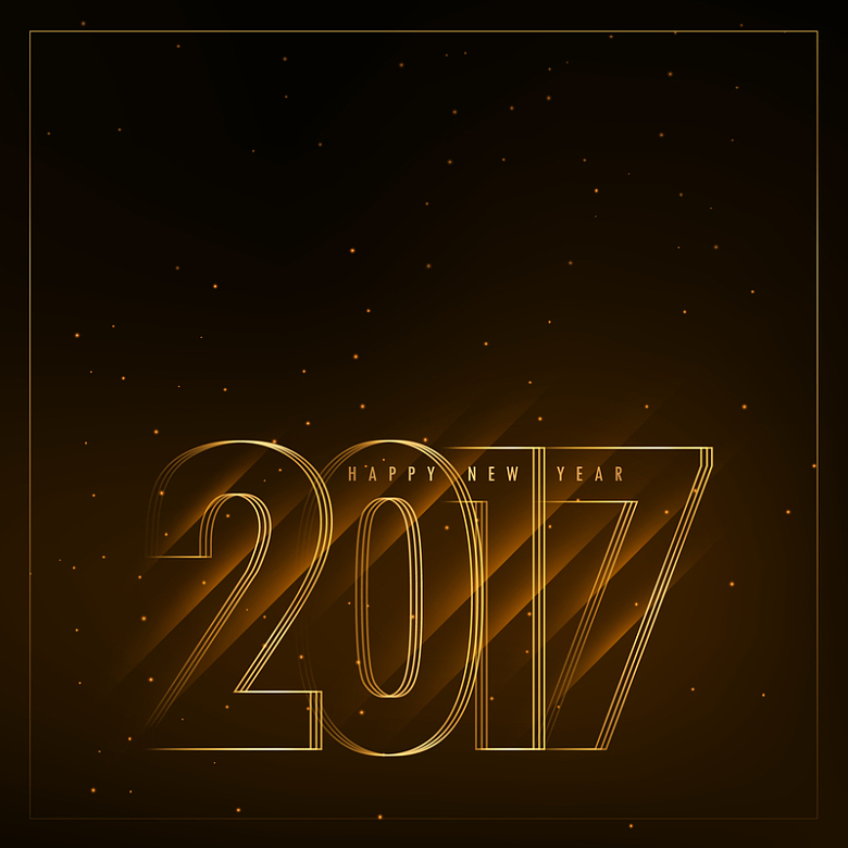 黑色质感金色2017年新年快乐背景素材