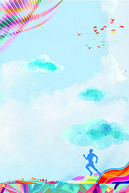 体育运动炫彩蓝色时尚健身海报背景