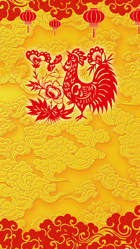 2017鸡年黄色质感h5背景psd下载
