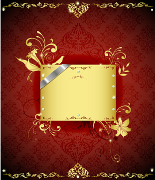 矢量金色质感花纹红底背景素材