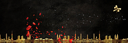 城市建筑大气花瓣黑色banner
