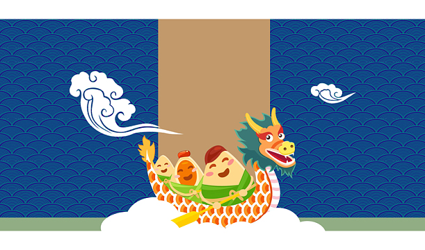 中国风端午节花纹纹理平面广告