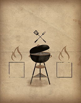 欧美复古BBQ烧烤派对海报背景psd