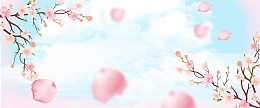 桃花节文艺花瓣大气蓝banner