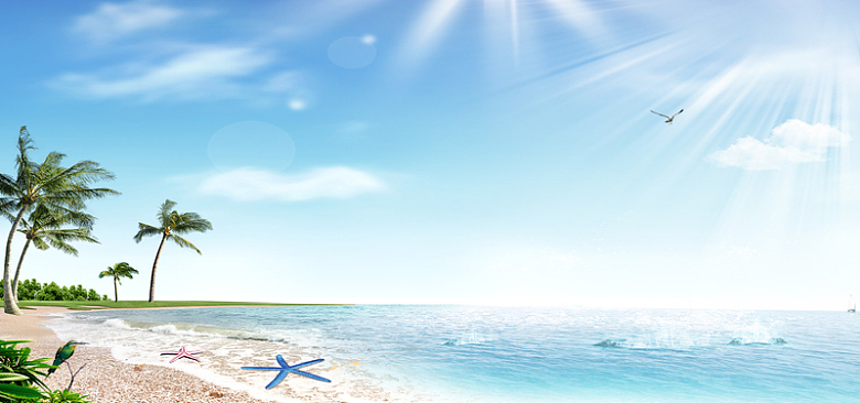 大海沙滩夏季海报图片