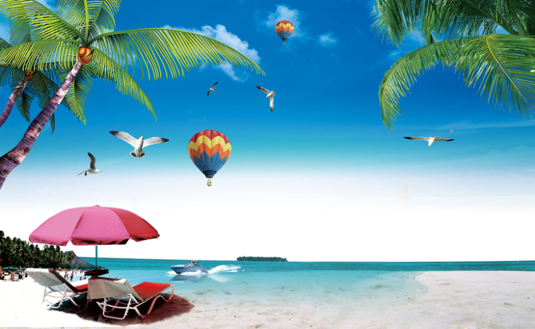 夏日沙滩夏日海报背景素材