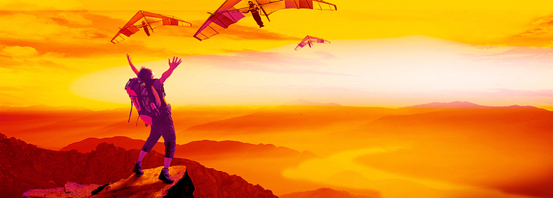 夕阳极限滑翔伞背景