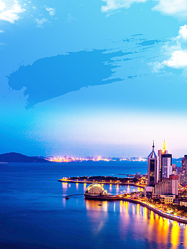 蓝天白云风景港湾海湾建筑城市背景素材