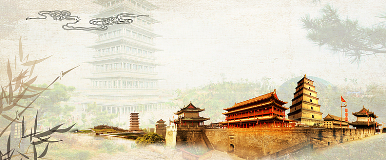 暑期旅游中国边塞景色黄色banner