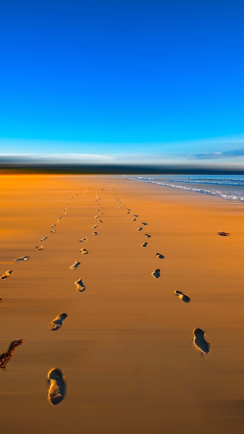海滩上的脚印h5背景