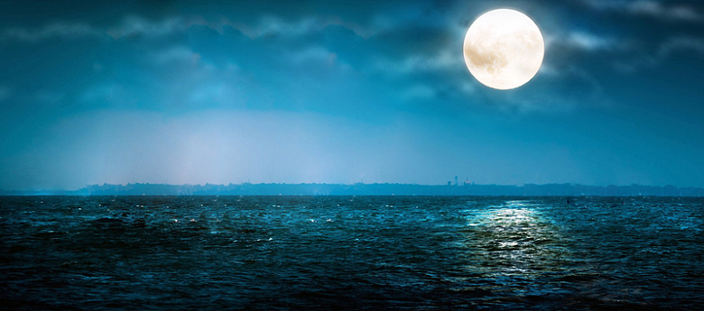 夜景海景月亮风景背景