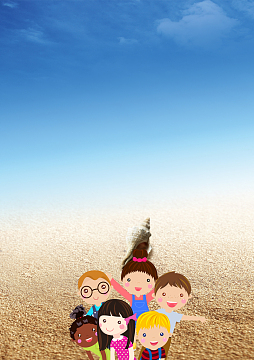 卡通海滩沙滩旅游夏令营