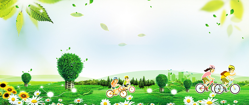 海报背景bannerpsdjpg夏季绿色手绘淘宝自行车bannerpsdjpg户外骑行