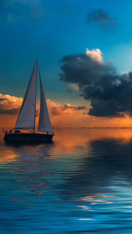 海上帆船旅游纹理印刷背景