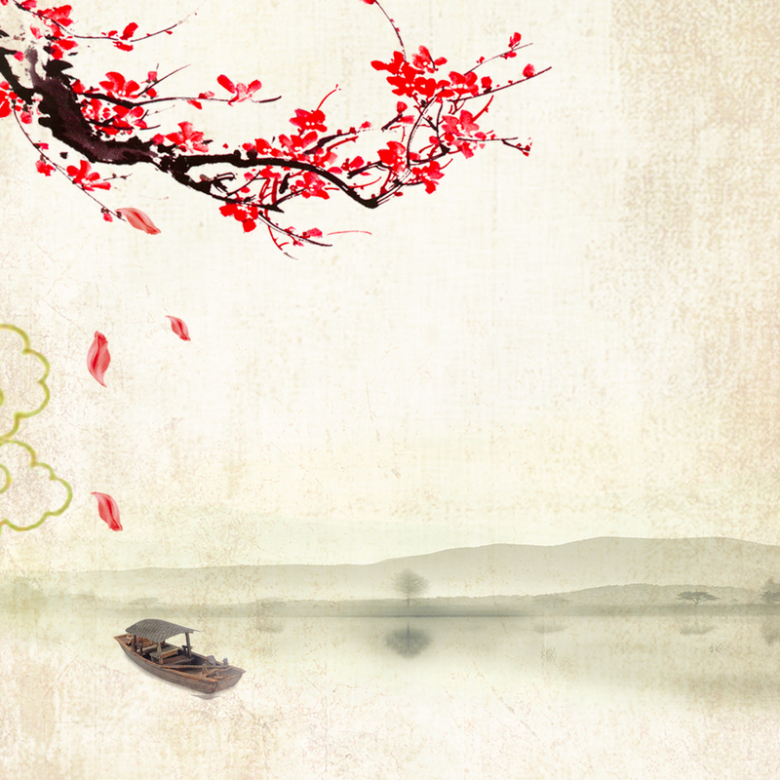 中国风梅花水墨广告背景免抠素材免费下载 觅元素51yuansu Com