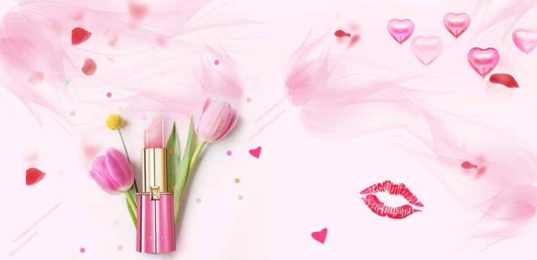 粉色浪漫七夕口红促销海报背景psd