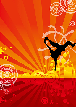 激情动感倒立人物剪影红色海报背景素材