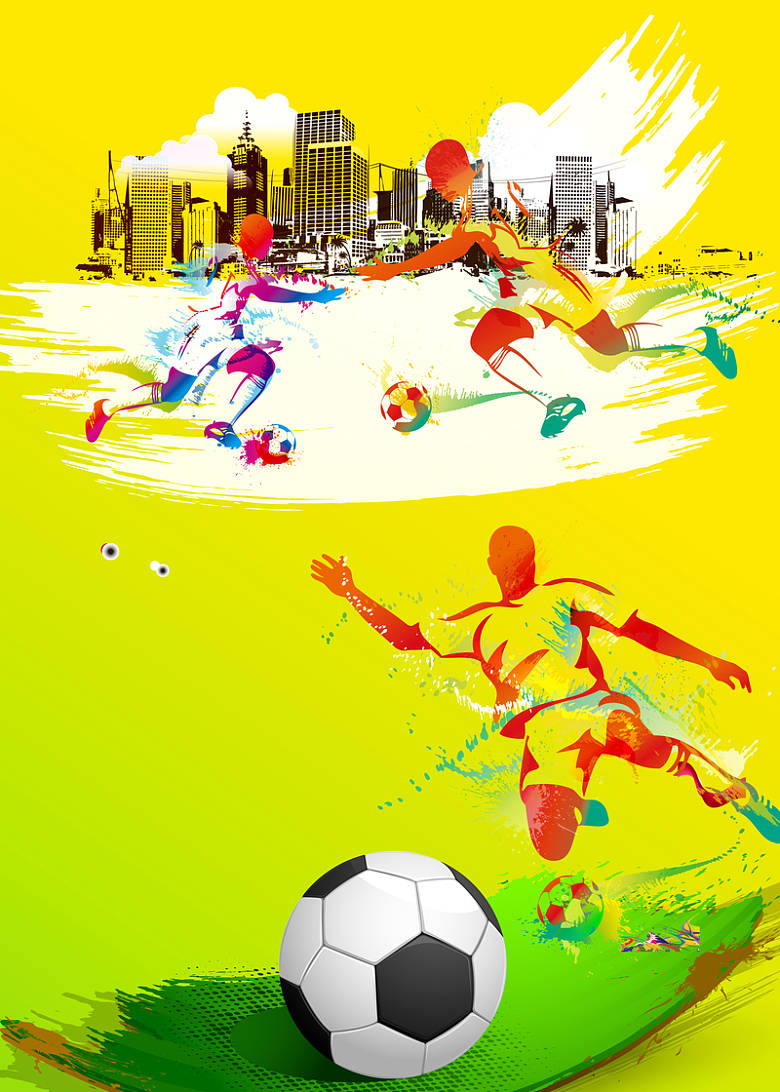 创意激情彩绘足球主题海报背景素材