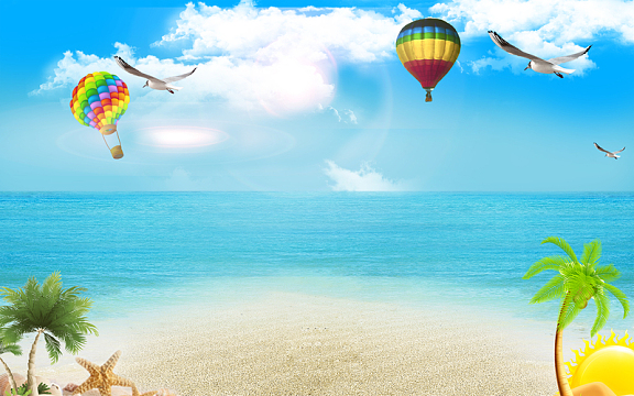 夏日清新蓝色大海背景素材