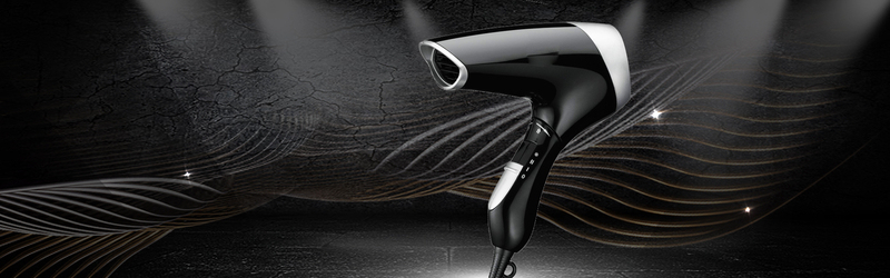 电吹风文艺灯光质感黑色banner(1920x600)