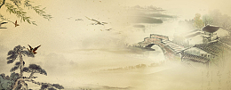 中国风简笔画乡村文艺背景