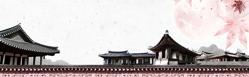 中式传统古建筑banner海报背景