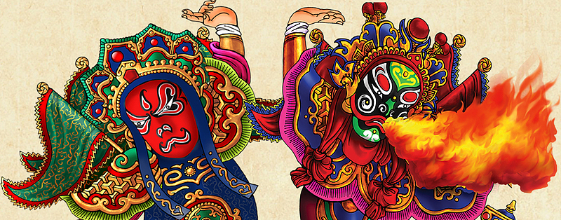 中国风脸谱皮影背景素材psdjpg加入我们招聘扁平化创意h5背景psdjpg