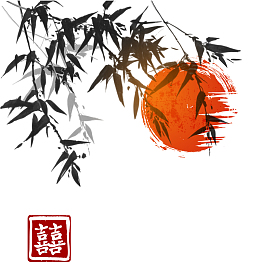 中国风水墨竹子喜喜字体背景