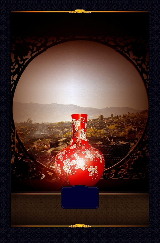红瓷黑金中国风广告背景