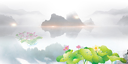 中国风浅灰色荷塘背景素材