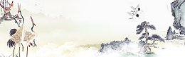 中国风文艺山水画白色背景