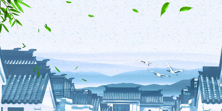 中国风徽派建筑海报背景素材