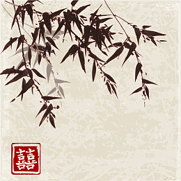 复古中国画水墨竹子邀请函背景