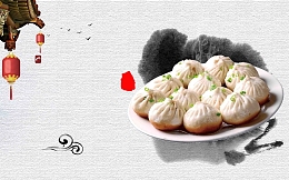 中国水墨风早餐中华传统美食生煎包