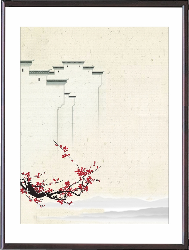 中国风手绘梅花背景