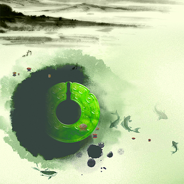 绿色翡翠国风古典水墨晕染