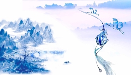 中国风青花瓷 水墨墙画背景素材