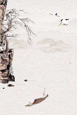 水墨中国风水墨枝头花鸟山水