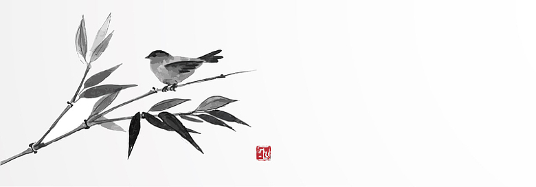 中国风水墨小鸟背景