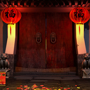 福字灯笼大门主图背景素材